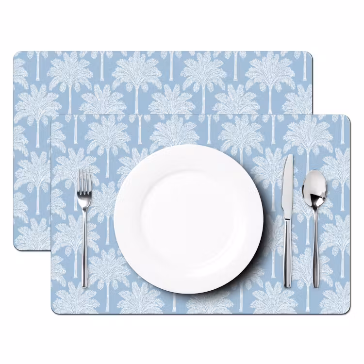 Placemat - 6 stuks - Palmboom - Modern - Blauw — 2