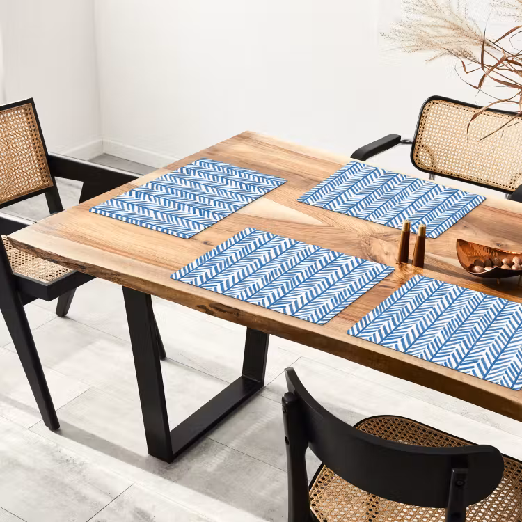 Placemat - 6 stuks - Patroon - Streep - Blauw — 5