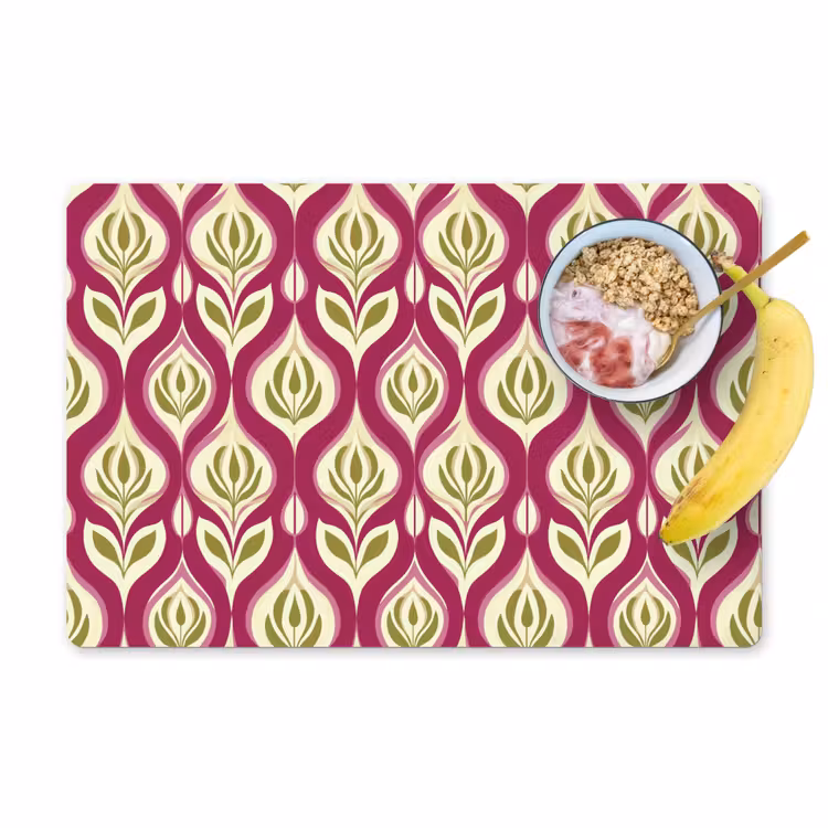 Placemat - 6 stuks - Retro - Floraal - Paars — 1