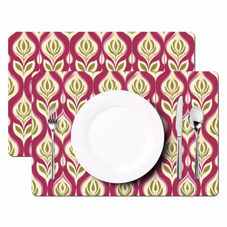 Placemat - 6 stuks - Retro - Floraal - Paars — 2