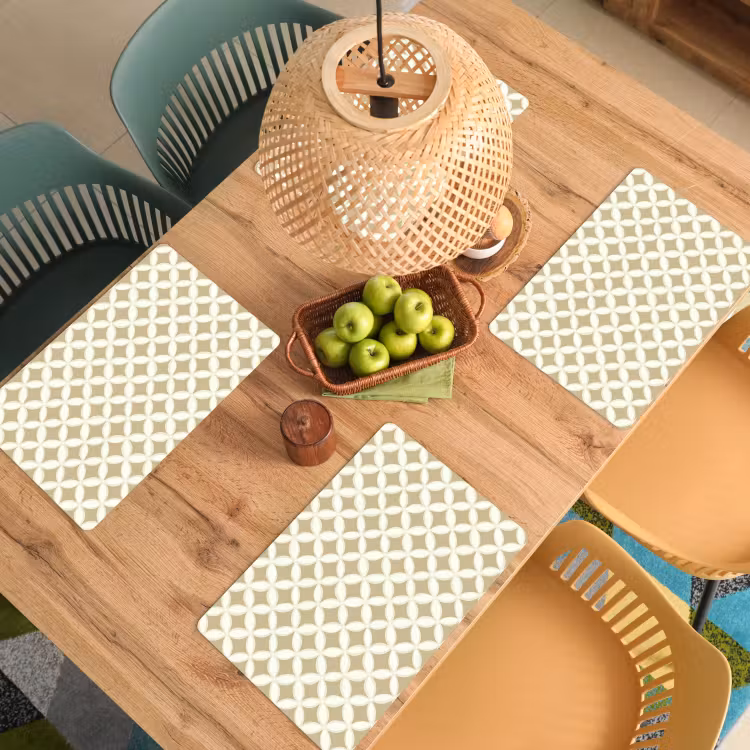 Placemat - 6 stuks - Symmetrisch - Motief - Beige — 6