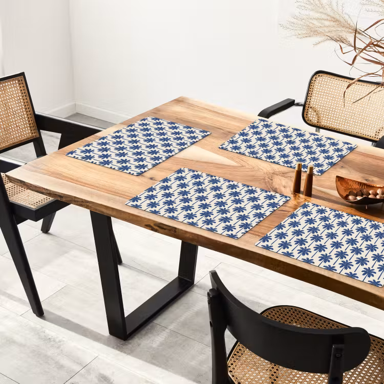 Placemat - 6 stuks - Symmetrisch - Palm - Blauw — 5