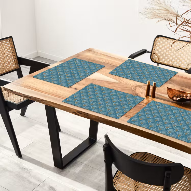 Placemat - 6 stuks - Symmetrisch - Patroon - Blauw — 5