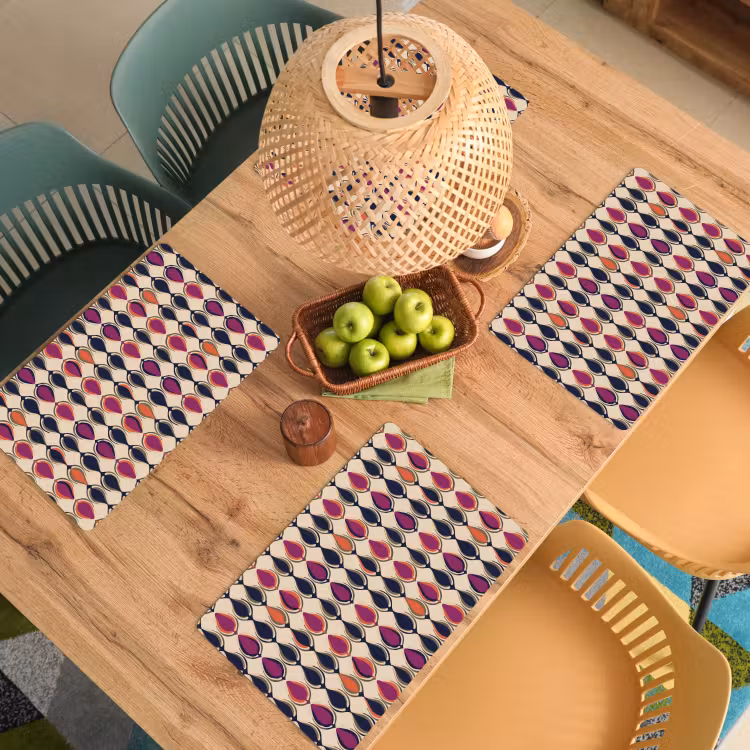 Placemat - 6 stuks - Vintage - Retro - Kleurrijk — 6
