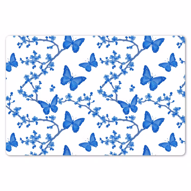 Placemat - 6 stuks - Vlinder - Bloemen - Blauw — 7
