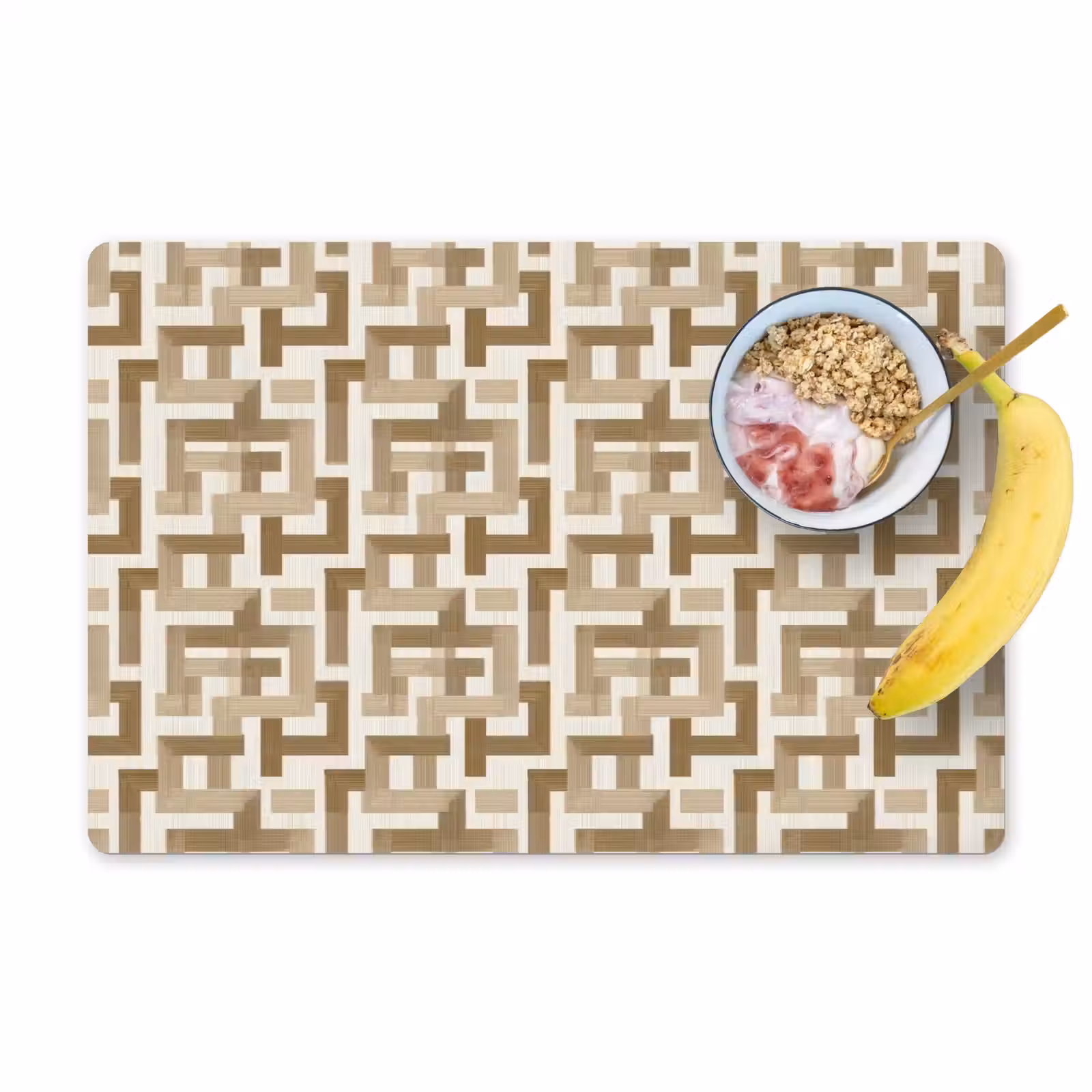 Placemat - 6 stuks - Geometrisch - Retro - Bruin — 1