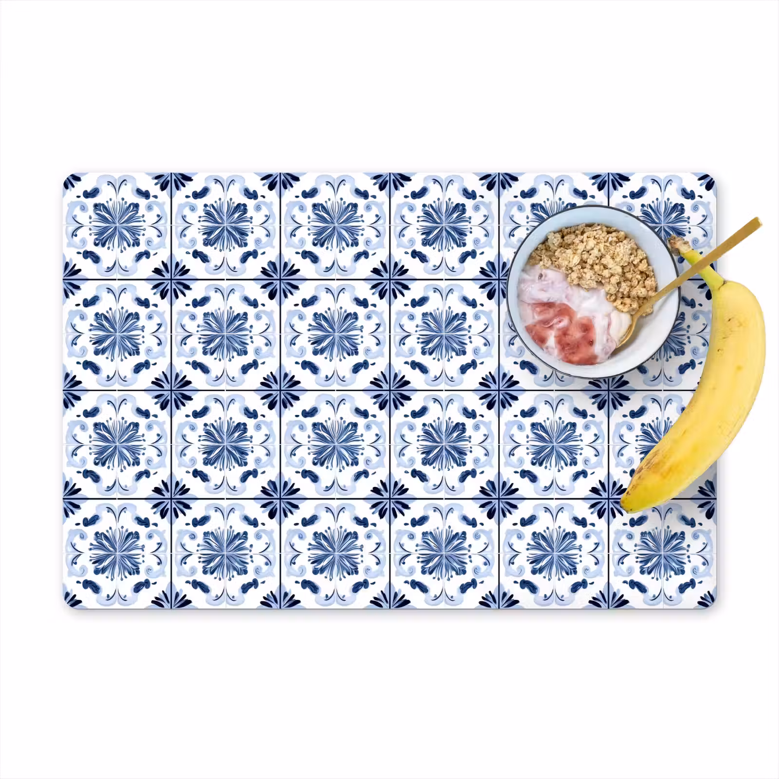 Placemat - 6 stuks - Patroon - Tegel - Blauw — 1