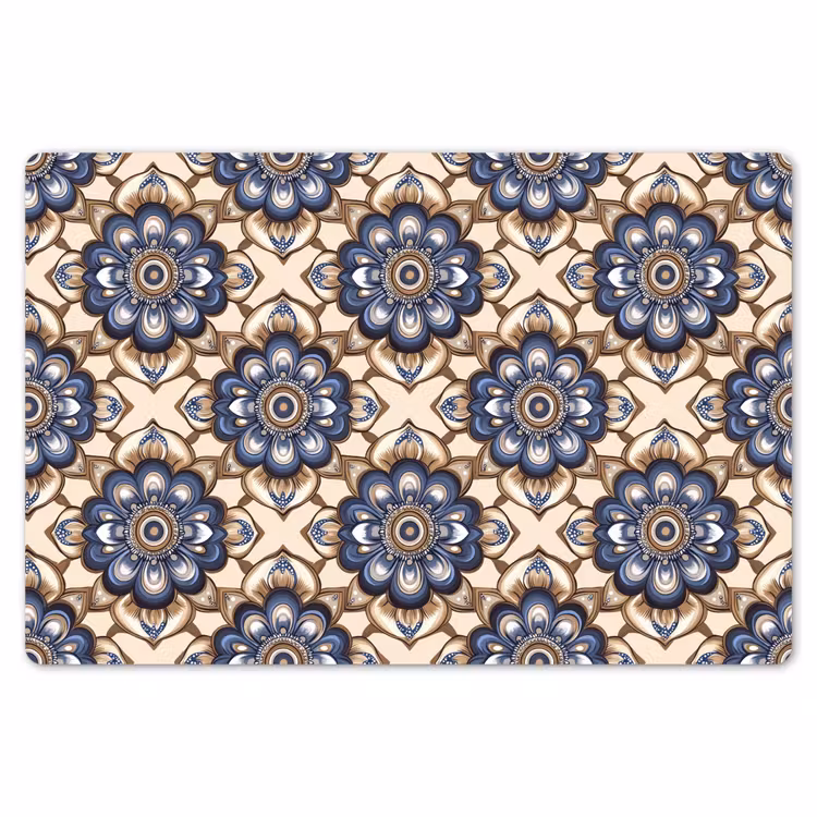 Placemat - 6 stuks - Floraal - Ornament - Blauw — 7