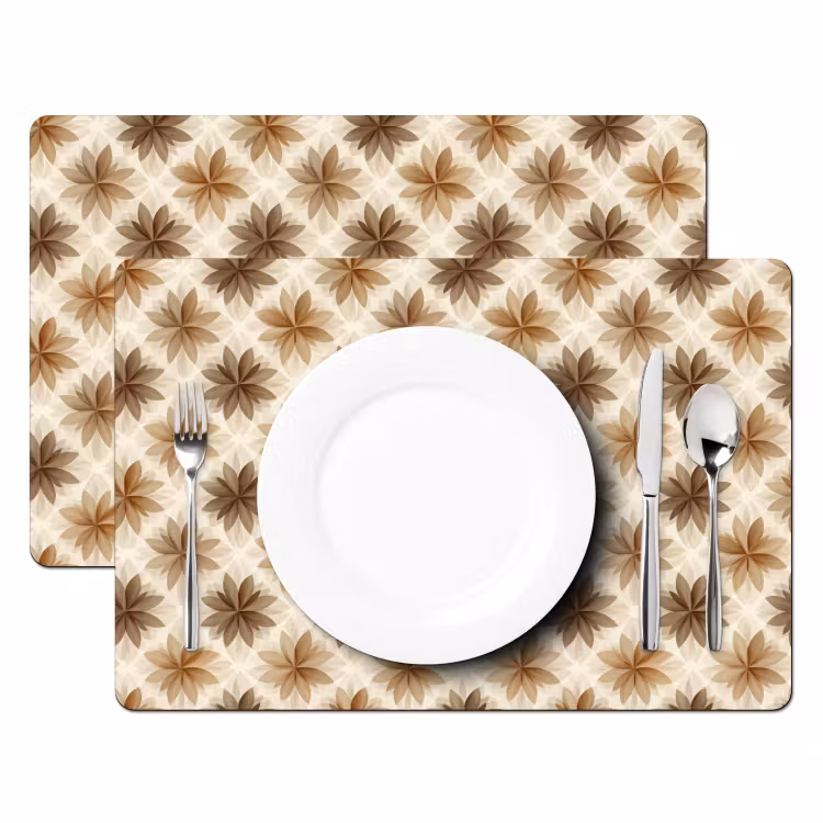 Placemat - 6 stuks - Geografisch - Patroon - Bruin — 2