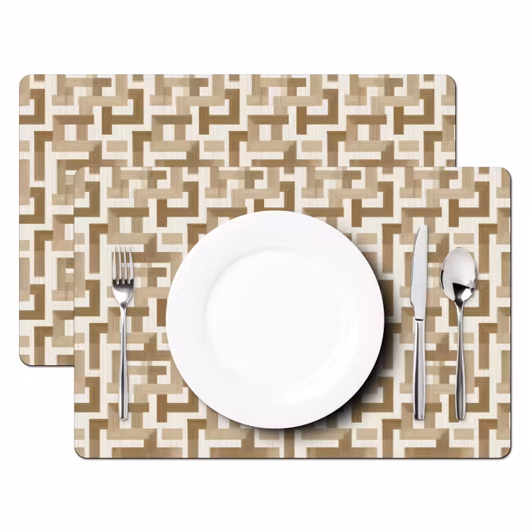 Placemat - 6 stuks - Geometrisch - Retro - Bruin — 2