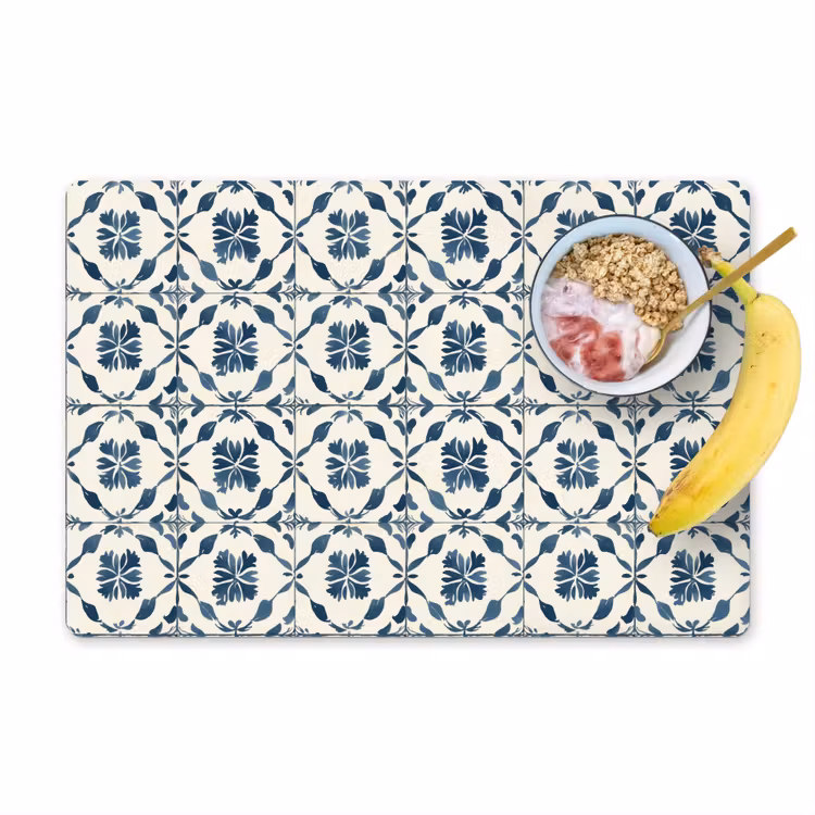 Placemat - 6 stuks - Grafisch - Tegel - Blauw — 1