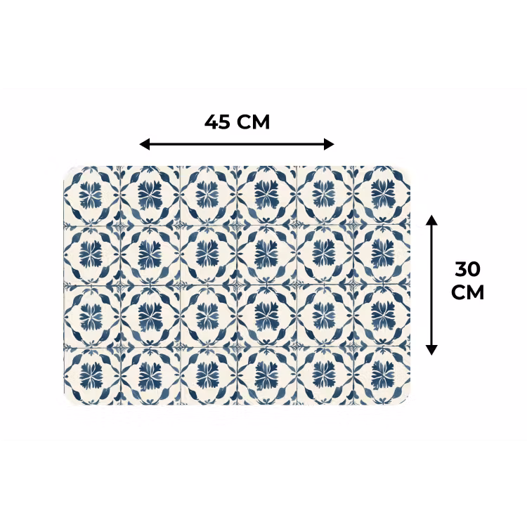 Placemat - 6 stuks - Grafisch - Tegel - Blauw — 3