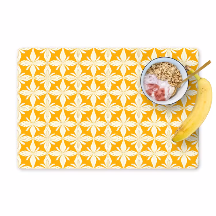Placemat - 6 stuks - Patroon - Retro - Geel — 1