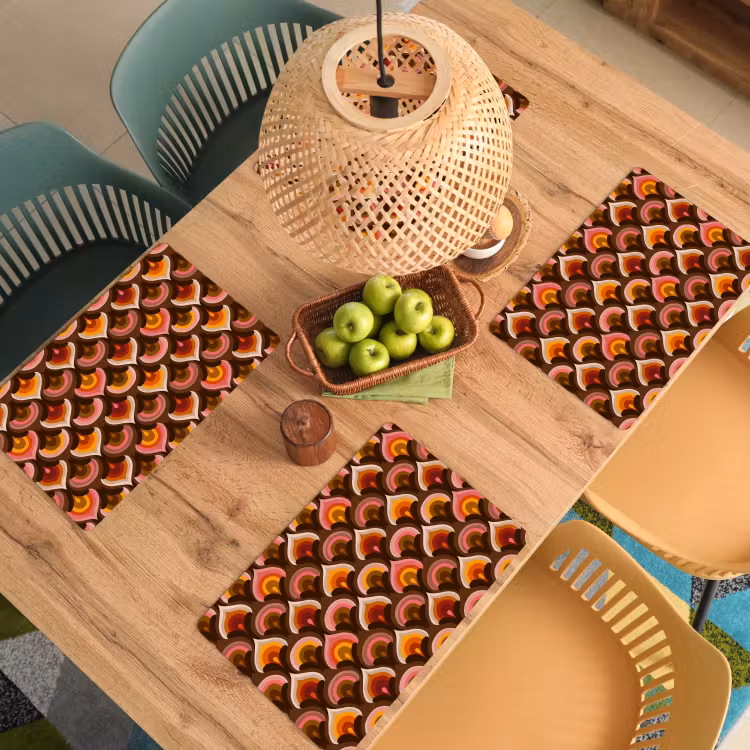 Placemat - 6 stuks - Patroon - Retro - Kleurrijk — 6