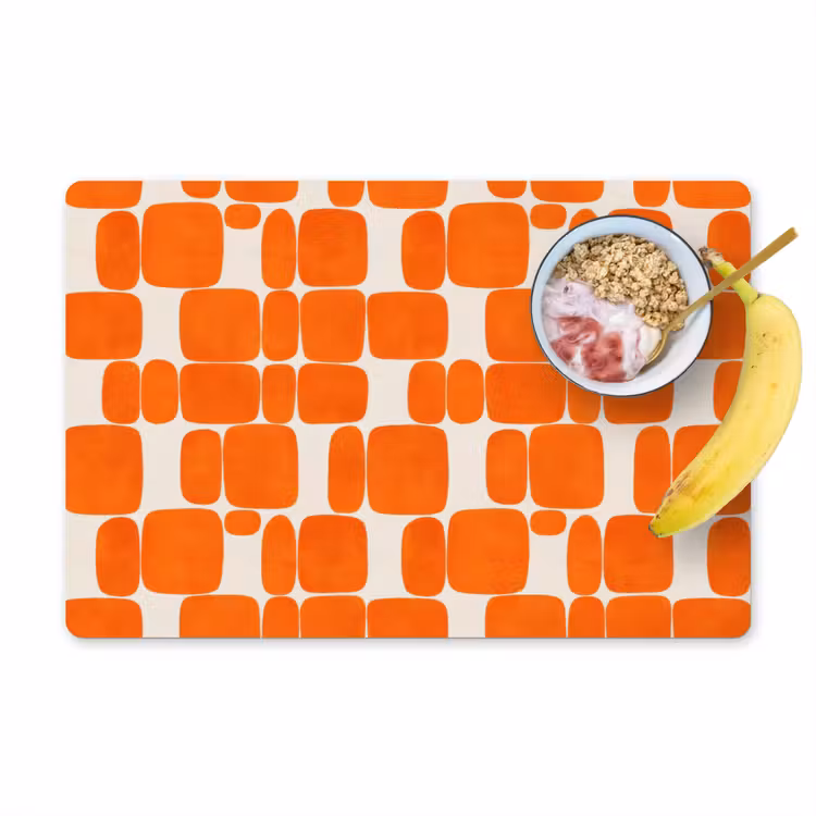 Placemat - 6 stuks - Patroon - Retro - Oranje — 1