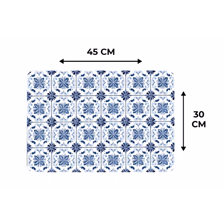 Placemat - 6 stuks - Patroon - Tegel - Blauw — 3