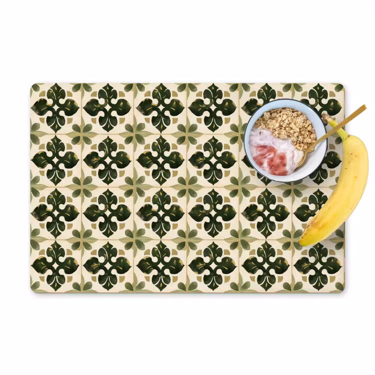 Placemat - 6 stuks - Patroon - Tegel - Groen — 1