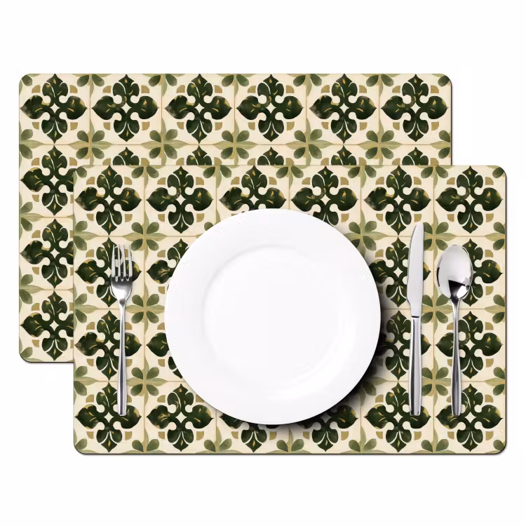 Placemat - 6 stuks - Patroon - Tegel - Groen — 2