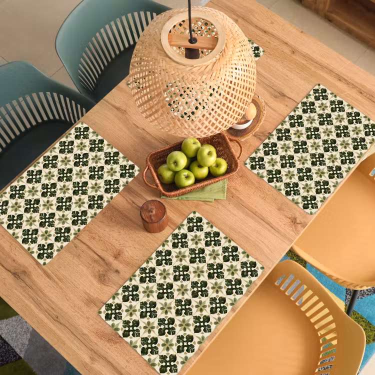 Placemat - 6 stuks - Patroon - Tegel - Groen — 6