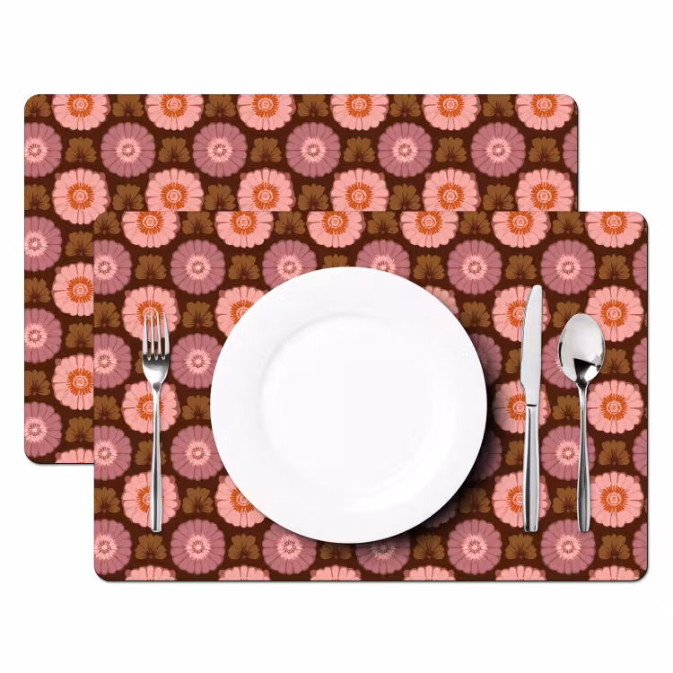 Placemat - 6 stuks - Retro - Madelief - Roze — 2