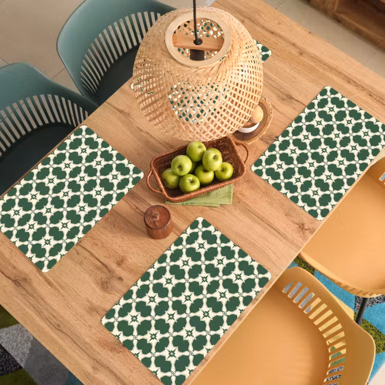 Placemat - 6 stuks - Tegel - Klassiek - Groen — 6