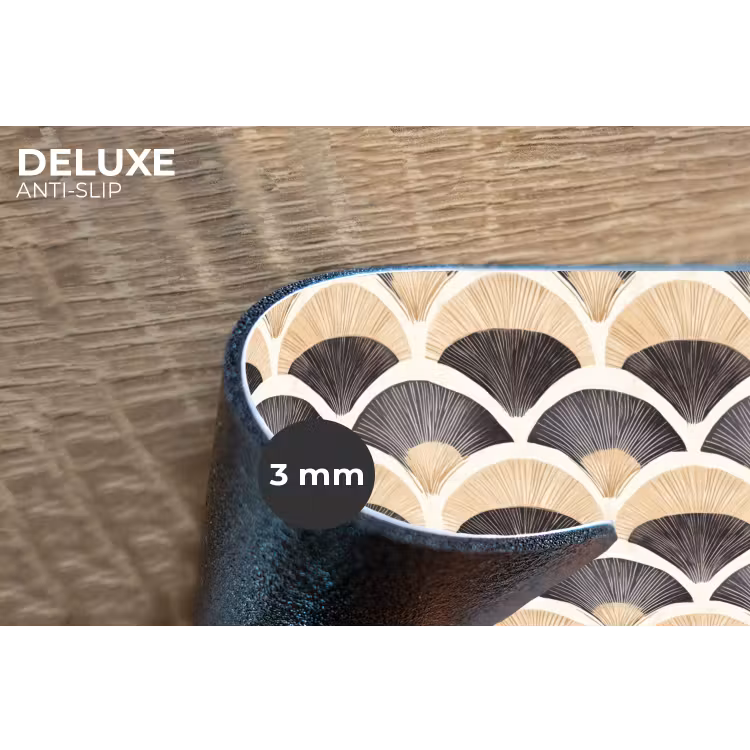 Placemat - 6 stuks - Waaier - Patroon - Zwart - Beige — 4
