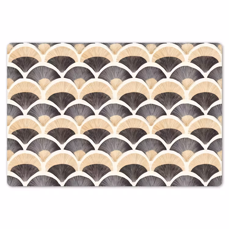 Placemat - 6 stuks - Waaier - Patroon - Zwart - Beige — 7