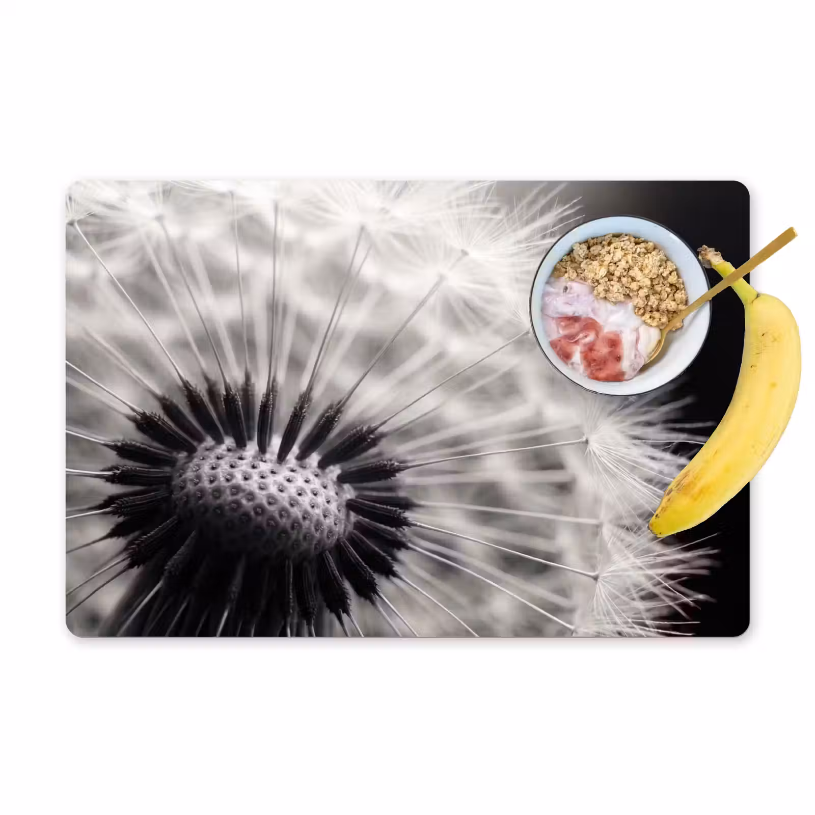 Placemat - 6 stuks - Paardenbloem - Zwart - Wit — 1