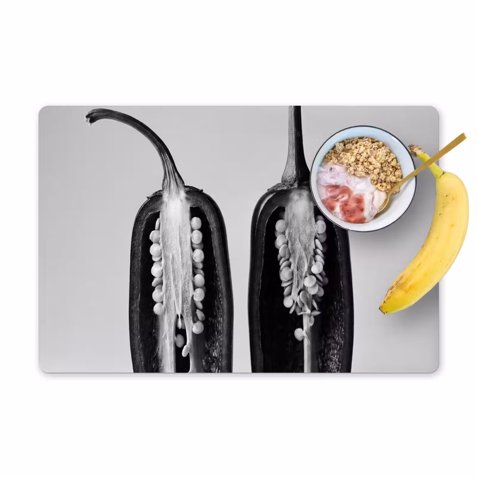Placemat - 6 stuks - Pepers - Zwart - Wit - Zaadlijsten — 1