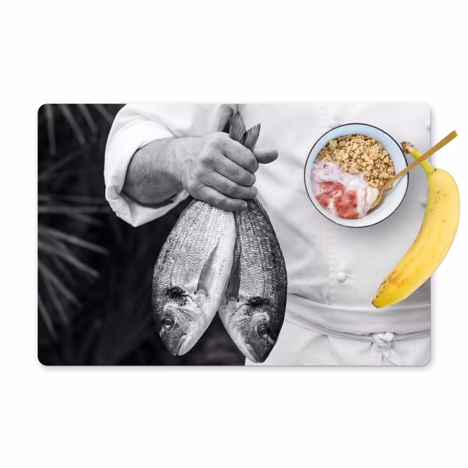 Placemat - 6 stuks - Vissen - Chef - Zwart - Wit — 1
