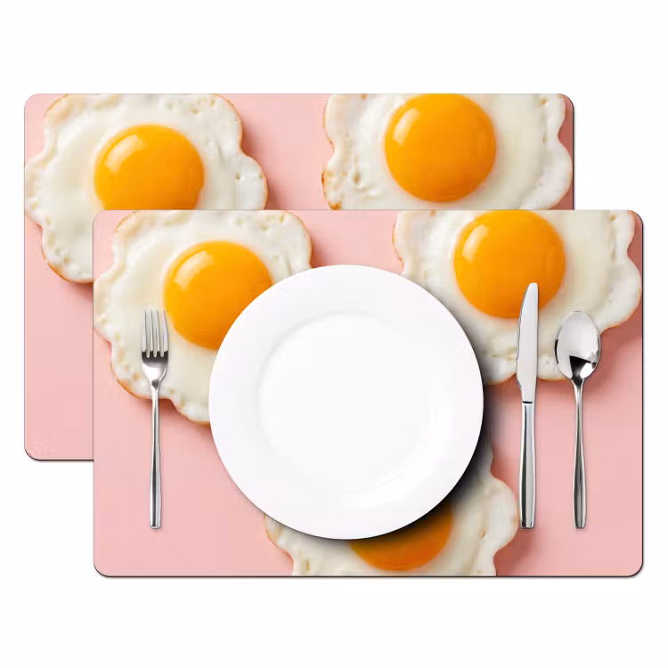 Placemat - 6 stuks - Eieren - Bloem - Roze — 2