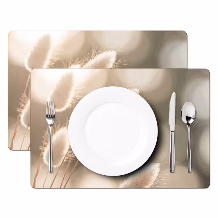 Placemat - 6 stuks - Hazestaartgras - Wit - Zonlicht — 2