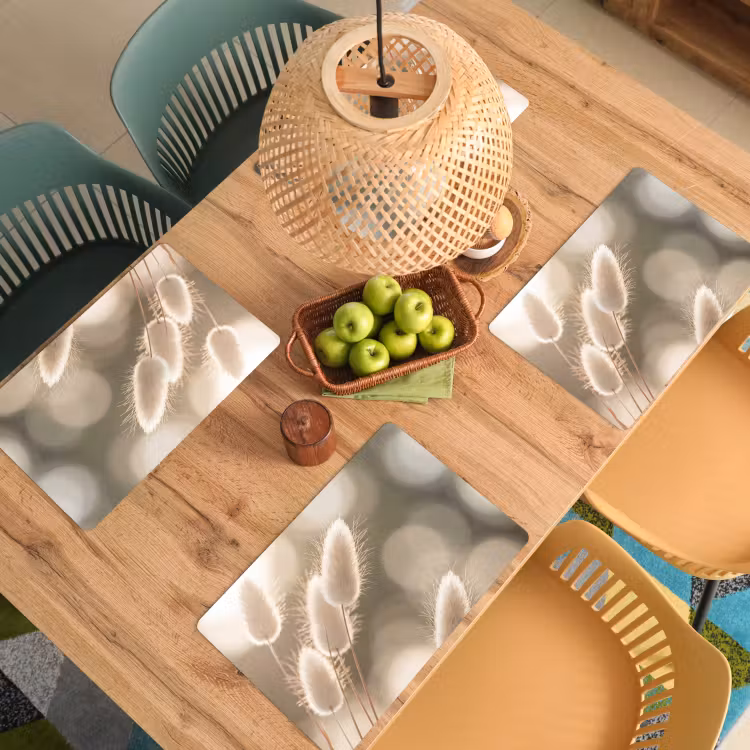 Placemat - 6 stuks - Hazestaartgras - Wit - Zonlicht — 6
