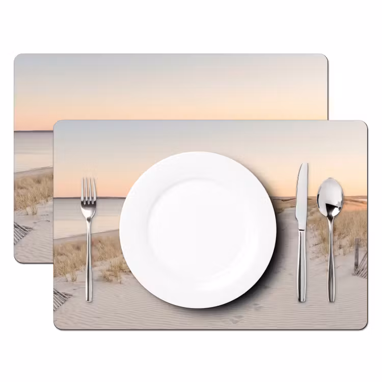 Placemat - 6 stuks - Kustlijn - Horizon - Hek — 2