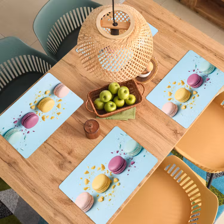 Placemat - 6 stuks - Macarons - Kleurrijk - Pastel — 6