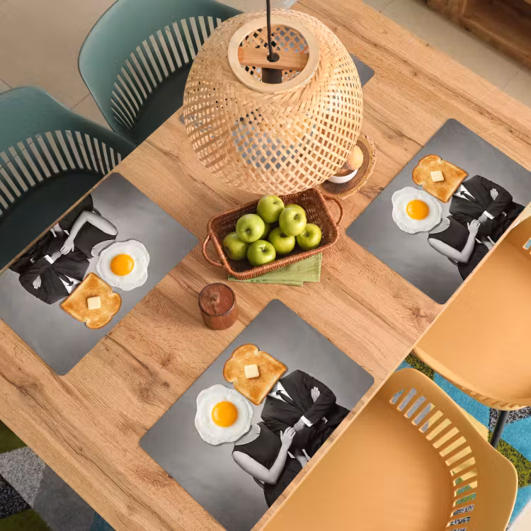 Placemat - 6 stuks - Ontbijt - Koppel - Ei - Brood — 6