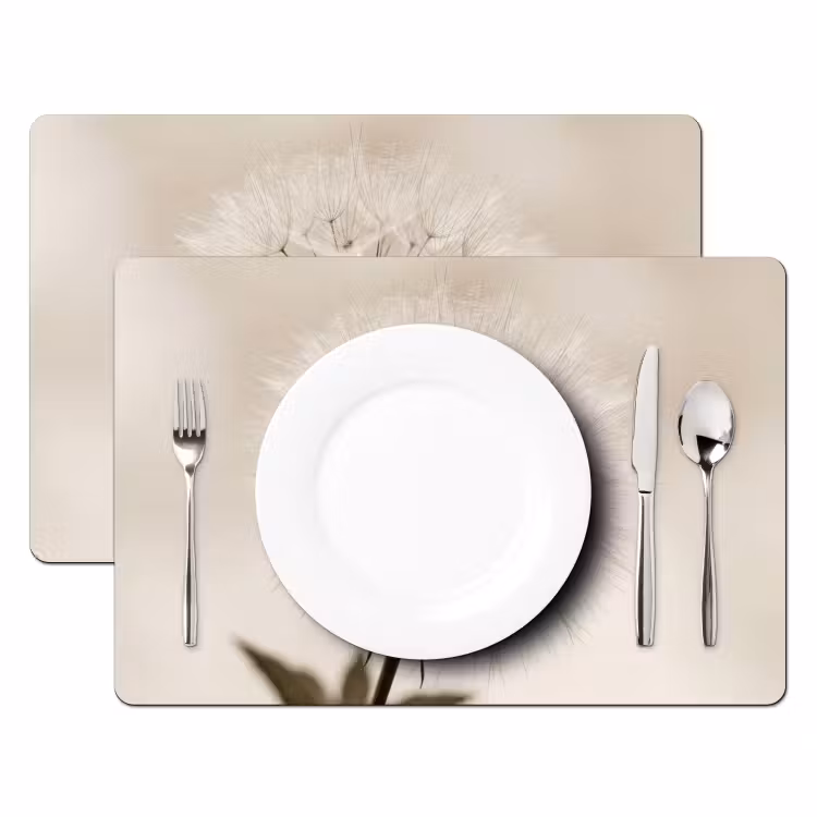 Placemat - 6 stuks - Paardenbloem - Minimalistisch - Wit — 2
