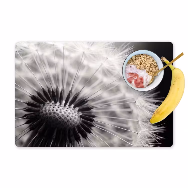 Placemat - 6 stuks - Paardenbloem - Zwart - Wit — 1