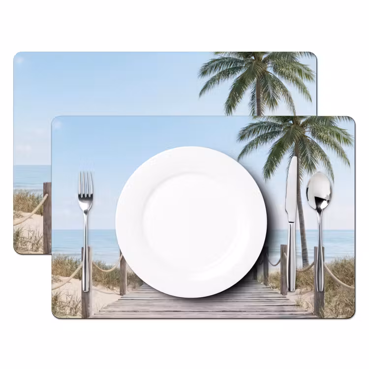 Placemat - 6 stuks - Palmbomen - Pad - Horizon — 2