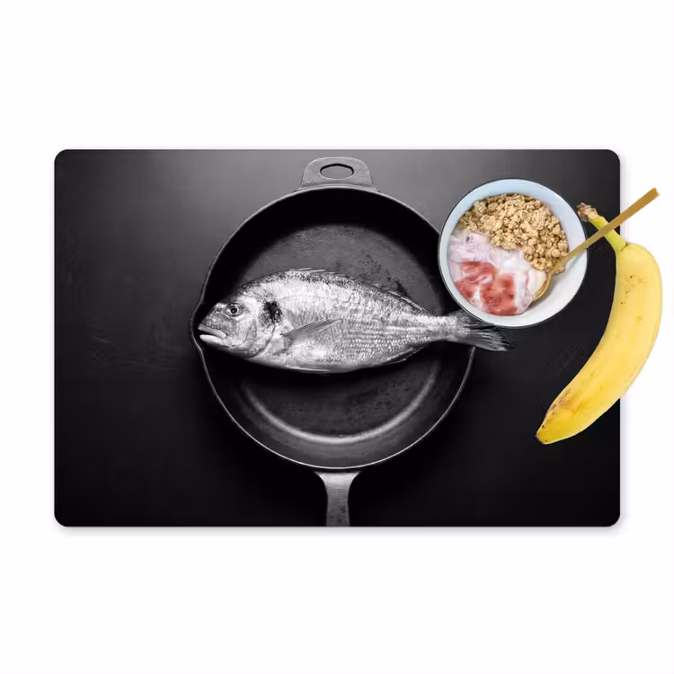 Placemat - 6 stuks - Pan - Vis - Zwart - Wit — 1