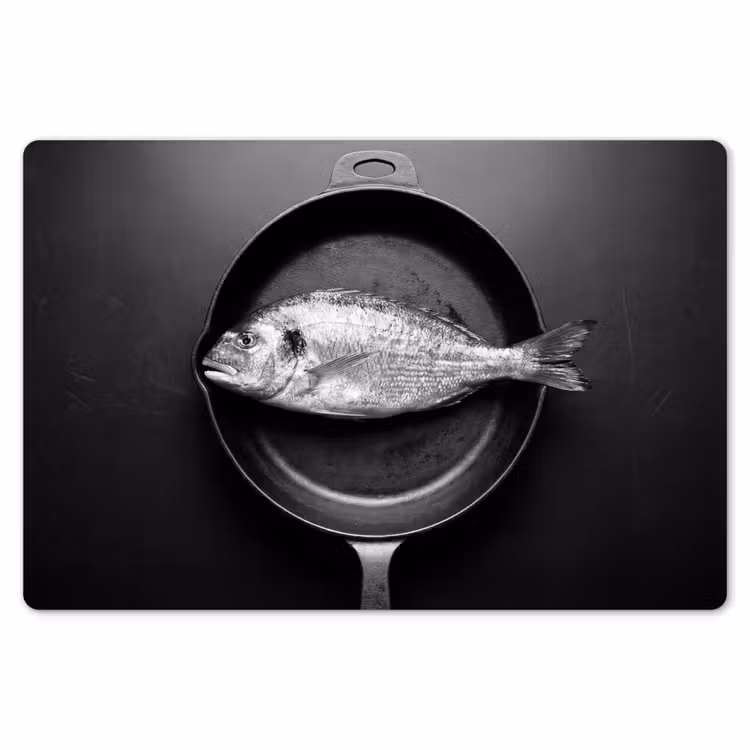Placemat - 6 stuks - Pan - Vis - Zwart - Wit — 7
