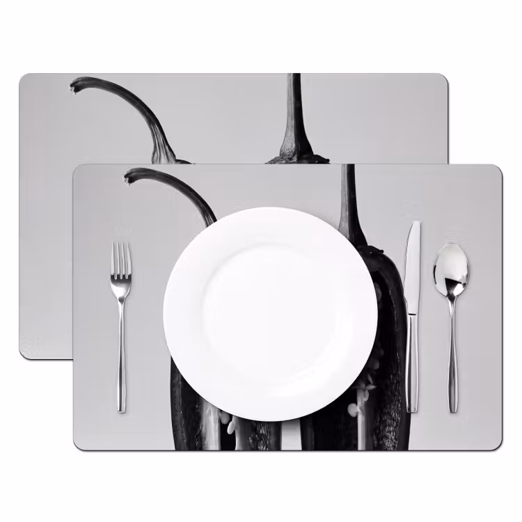 Placemat - 6 stuks - Pepers - Zwart - Wit - Zaadlijsten — 2
