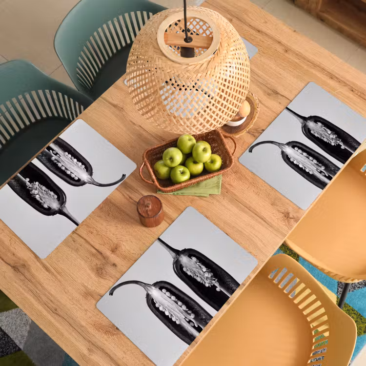 Placemat - 6 stuks - Pepers - Zwart - Wit - Zaadlijsten — 6