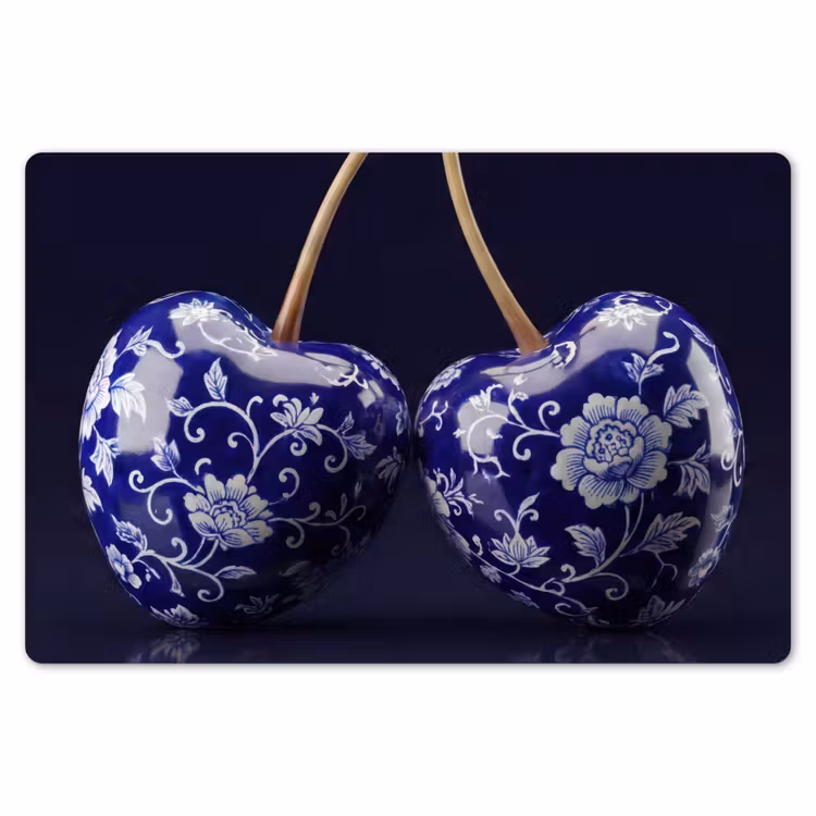 Placemat - 6 stuks - Porselein- Kersen - Delfts - Blauw — 7