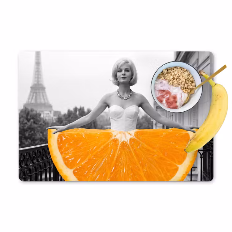 Placemat - 6 stuks - Sinaasappel - Eiffeltoren - Vrouw — 1