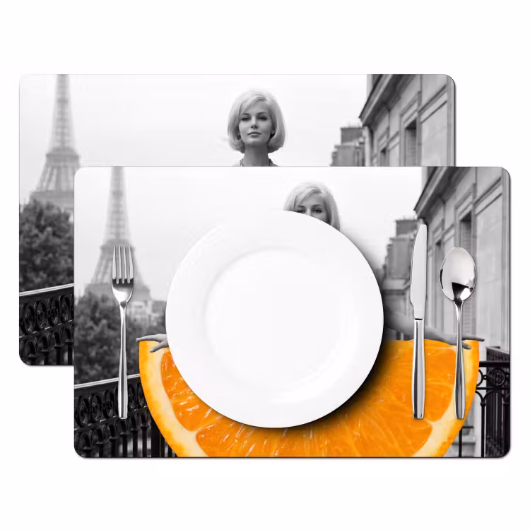 Placemat - 6 stuks - Sinaasappel - Eiffeltoren - Vrouw — 2