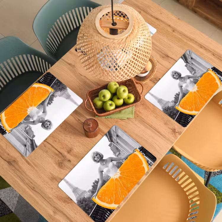 Placemat - 6 stuks - Sinaasappel - Eiffeltoren - Vrouw — 6