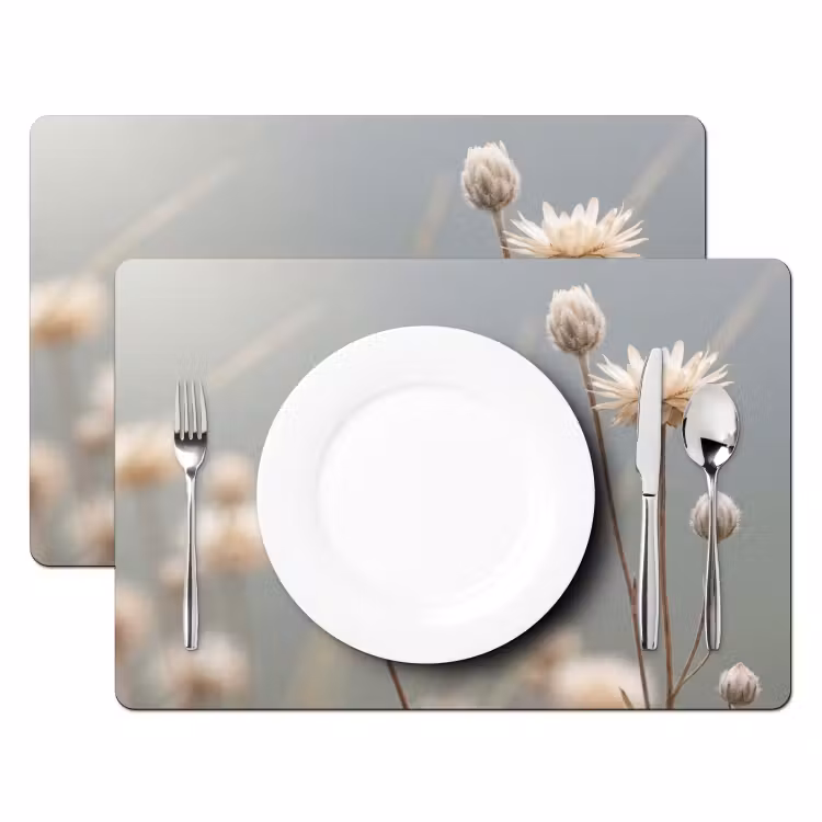 Placemat - 6 stuks - Strobloemen - Wit - Daglicht — 2