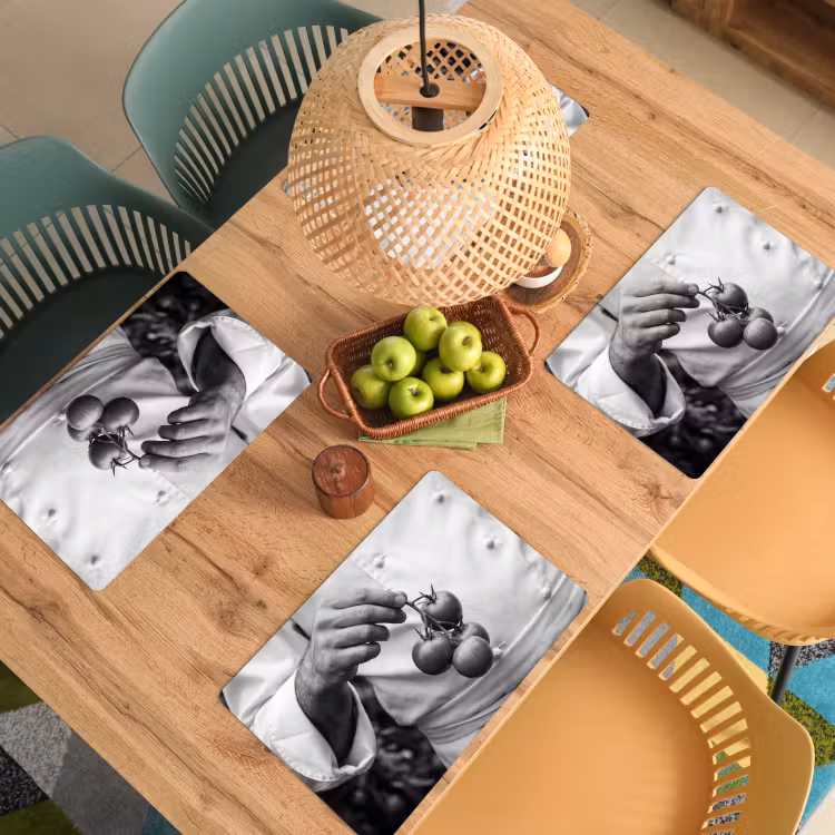 Placemat - 6 stuks - Tomaten - Chef - Zwart - Wit — 6