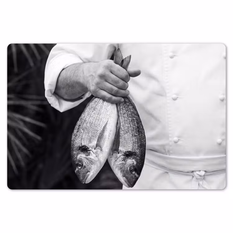 Placemat - 6 stuks - Vissen - Chef - Zwart - Wit — 7